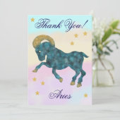 Carte De Remerciements Hand-Painted Aries Birthday Thank You (Debout devant)