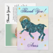 Carte De Remerciements Hand-Painted Aries Birthday Thank You (Devant / Derrière)