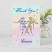 Carte De Remerciements Hand-Painted Gemini Birthday Thank You (Debout devant)
