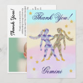 Carte De Remerciements Hand-Painted Gemini Birthday Thank You (Devant / Derrière)