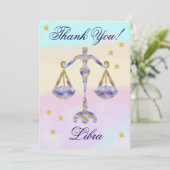 Carte De Remerciements Hand-Painted Libra Birthday Thank You (Debout devant)