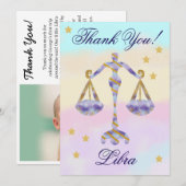 Carte De Remerciements Hand-Painted Libra Birthday Thank You (Devant / Derrière)