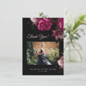 Carte De Remerciements Hand Painted Roses Dark Romantic Wedding  (Debout devant)