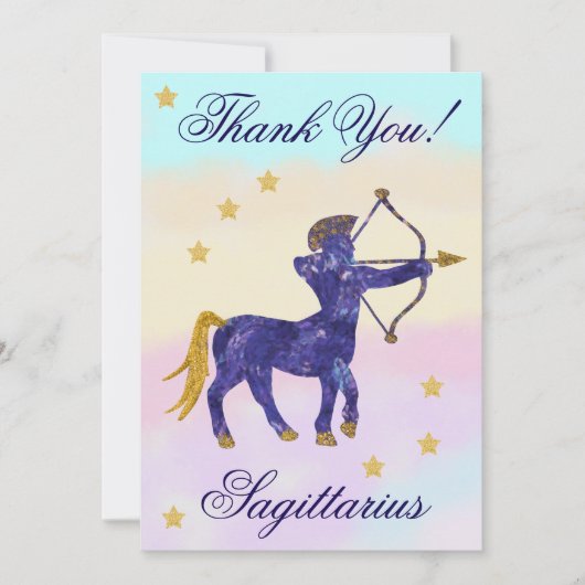 Carte De Remerciements Hand-Painted Sagittarius Birthday Thank You (Devant)