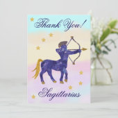 Carte De Remerciements Hand-Painted Sagittarius Birthday Thank You (Debout devant)