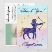Carte De Remerciements Hand-Painted Sagittarius Birthday Thank You (Devant / Derrière)