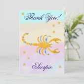 Carte De Remerciements Hand-Painted Scorpio Birthday Thank You (Debout devant)