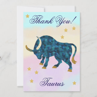 Carte De Remerciements Hand-Painted Taurus Birthday Thank You