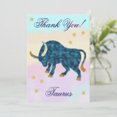 Carte De Remerciements Hand-Painted Taurus Birthday Thank You (Debout devant)