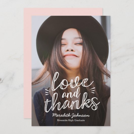 Carte De Remerciements Handscript Happiness EDITABLE COULEUR Photo (Devant / Derrière)