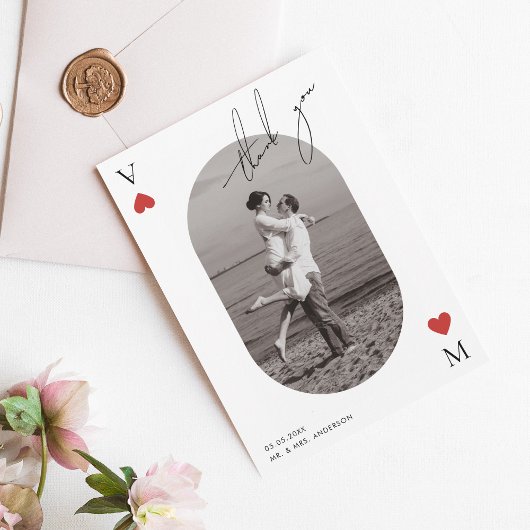 Carte De Remerciements Handwriting Script Casino Vegas Wedding