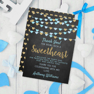 Carte De Remerciements Hanging Love Hearts Petit Amoureux Anniversaire