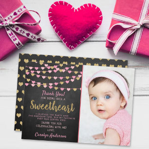 Carte De Remerciements Hanging Love Hearts Petit Amoureux Anniversaire