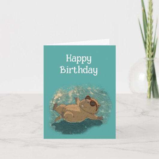 Carte De Remerciements Happy Birthday Fun Capybara Just Chillin (Devant)