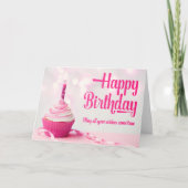 Carte De Remerciements Happy Birthday Pink Cupcake Birthday Card (Devant)