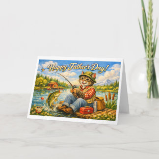 Carte De Remerciements Happy Fathers Day to Your Favorite Fishing Cat Dad