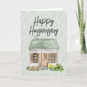 Carte De Remerciements Happy Home Anniversaire Maison aquarelle