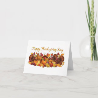 Carte De Remerciements Happy Thanksgiving Day — Harvest & Turkey Greeting