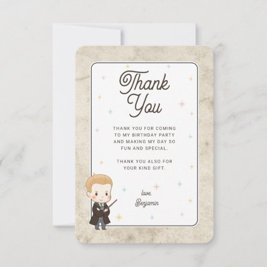 Carte De Remerciements Harry Potter Chibi Draco Malfoy Magicien Anniversa (Devant)