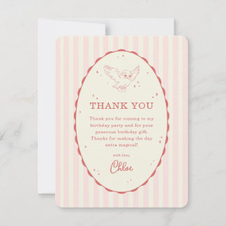 Carte De Remerciements Harry Potter Hedwig Rayure Rose Anniversaire