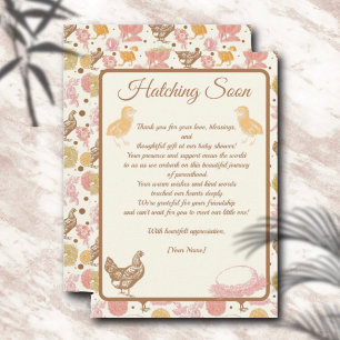 Carte De Remerciements Hatching Bientôt Poulet Bébé Fille Douche