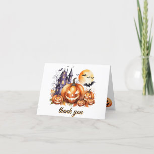 Carte De Remerciements Haunted House Citrouille chauves-souris Baby showe