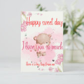 Carte De Remerciements Have a Sweet Day My Love – Romantic Pink Greeting (Debout devant)