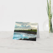 Carte De Remerciements Hawaii Tropical Black Sand Beach Bold Waves Script (Devant)