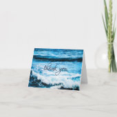 Carte De Remerciements Hawaii tropical bleu océan vagues script photo (Devant)