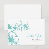 Carte De Remerciements Hawaii Turquoise Hibiscus Destination Mariage (Devant / Derrière)