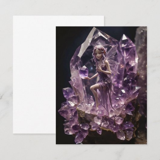 Carte De Remerciements Healing Crystals Amethyst Fairy Birthday (Devant / Derrière)