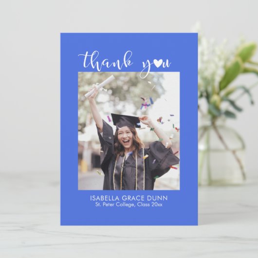 Carte De Remerciements Heart Calligraphy Script Graduation (Debout devant)