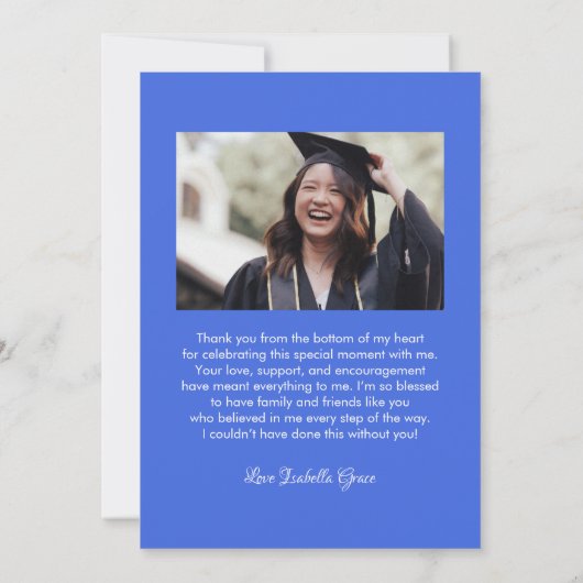 Carte De Remerciements Heart Calligraphy Script Graduation (Dos)