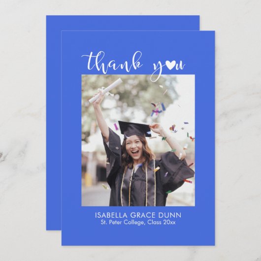 Carte De Remerciements Heart Calligraphy Script Graduation (Devant / Derrière)