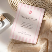 Carte De Remerciements Heart Hot Air Balloon Pastel Baby shower rose