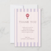 Carte De Remerciements Heart Hot Air Balloon Pastel Purple Baby shower (Devant)