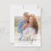 Carte De Remerciements heart script elegant wedding photo thank you (Devant)