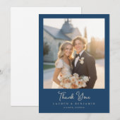 Carte De Remerciements Heartfelt Navy Romantic Photo (Devant / Derrière)