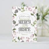 Carte De Remerciements Hébreu 4:16 citations avec art floral blanc ver (Debout devant)