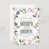 Carte De Remerciements Hébreu 4:16 citations avec art floral blanc ver (Devant / Derrière)