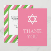 Carte de remerciements hébreu preppy - rose (Devant / Derrière)