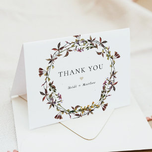 Carte De Remerciements HEIDI Bohemian Muet Tones Fleur sauvage d'aquarell