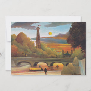Carte De Remerciements Henri Rousseau - Seine et tour Eiffel au coucher d