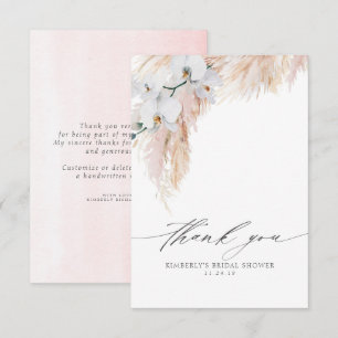 Carte De Remerciements Herbe de la Pampa Fleurs Mariage Remerciements Pet