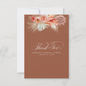 Carte De Remerciements Herbe de Pampa Élégante Fleurs de Terre Cuite Reme (Devant)