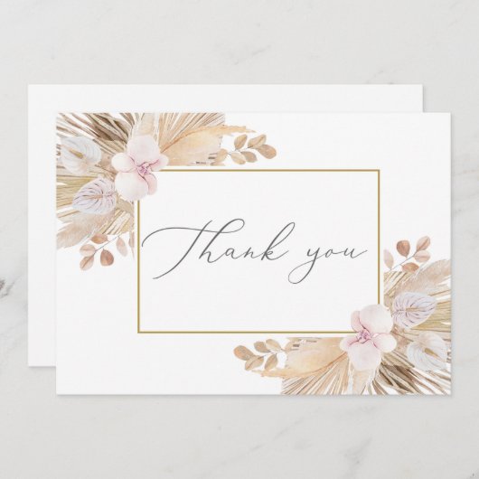 Carte De Remerciements Herbe des Pampas (Devant / Derrière)