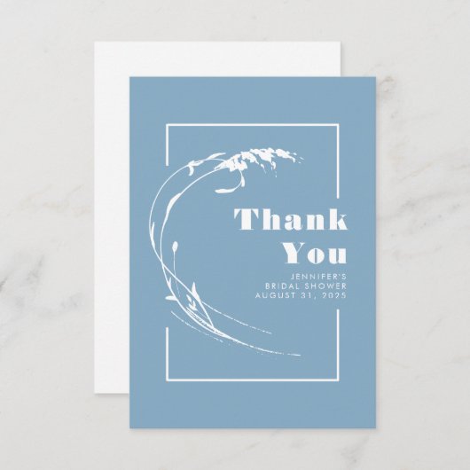 Carte De Remerciements Herbe des Pampas Bleu Poussiéreux Remerciement Rom (Devant / Derrière)