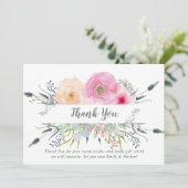 Carte De Remerciements Herbes de saumons Boho violet rose (Debout devant)