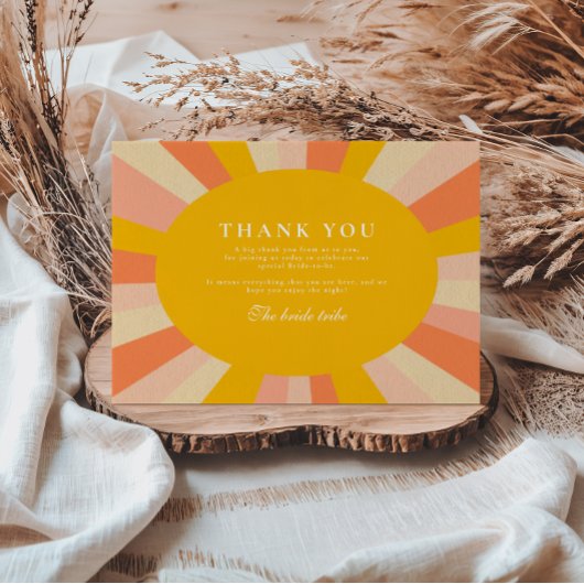 Carte De Remerciements Here Comes The Sun Retro Bridal Shower
