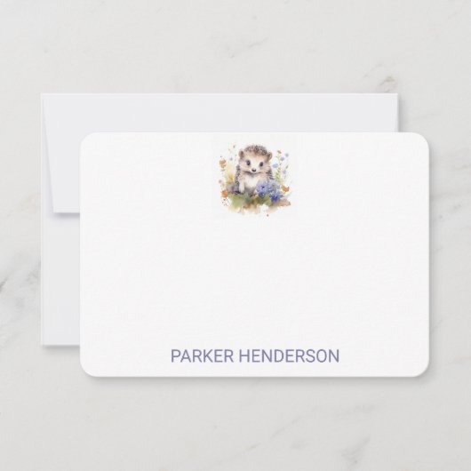 Carte De Remerciements Hérisson Bébé Aquarelle Mignon (Devant)